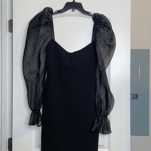 Mini black sheer puff sleeve Nookie dress